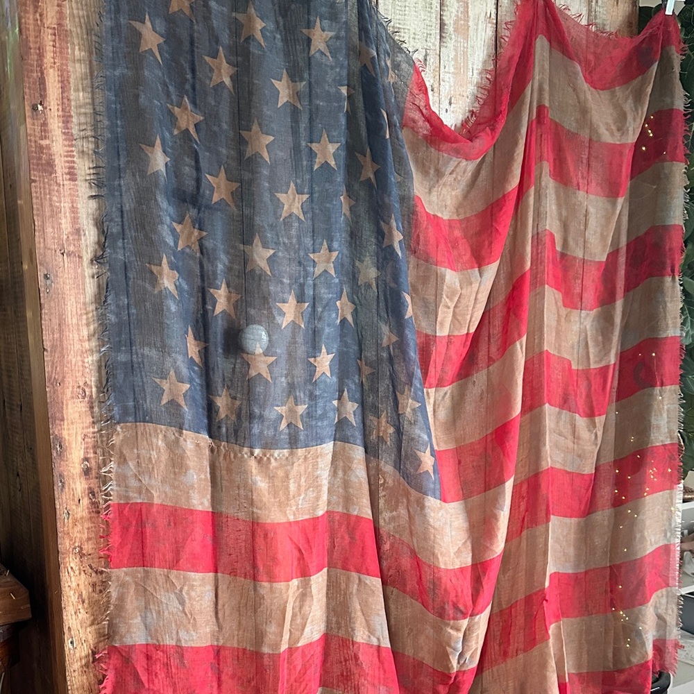 Free People Red and Blue Star Striped Scarf
